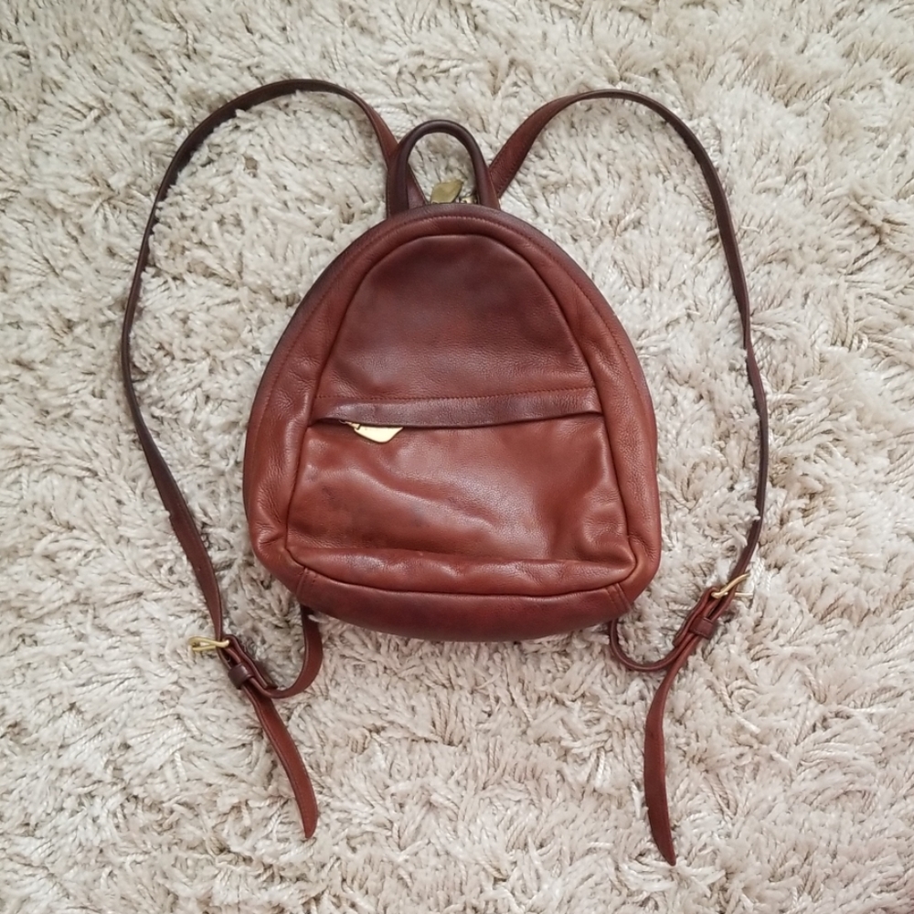 Libaire || Vintage Cognac Leather Backpack Purse